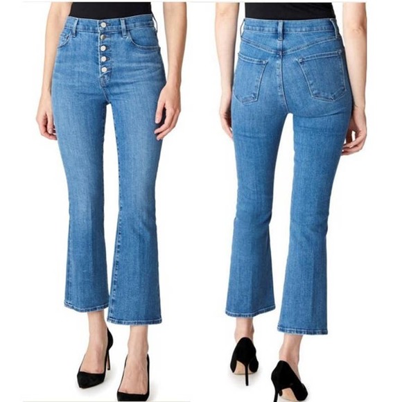 J Brand Denim - J BRAND Lillie Button Fly High Rise Crop Flare Jeans Heart Wash Women's 31